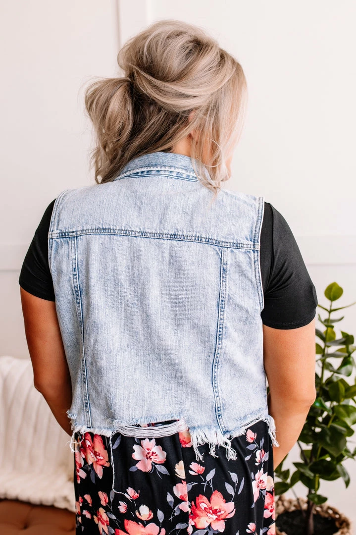 No Ship Drop Ship Short And Sweet Distressed Denim Vest By Risen 4 No Ship Drop Ship Short And Sweet Distressed Denim Vest By Risen