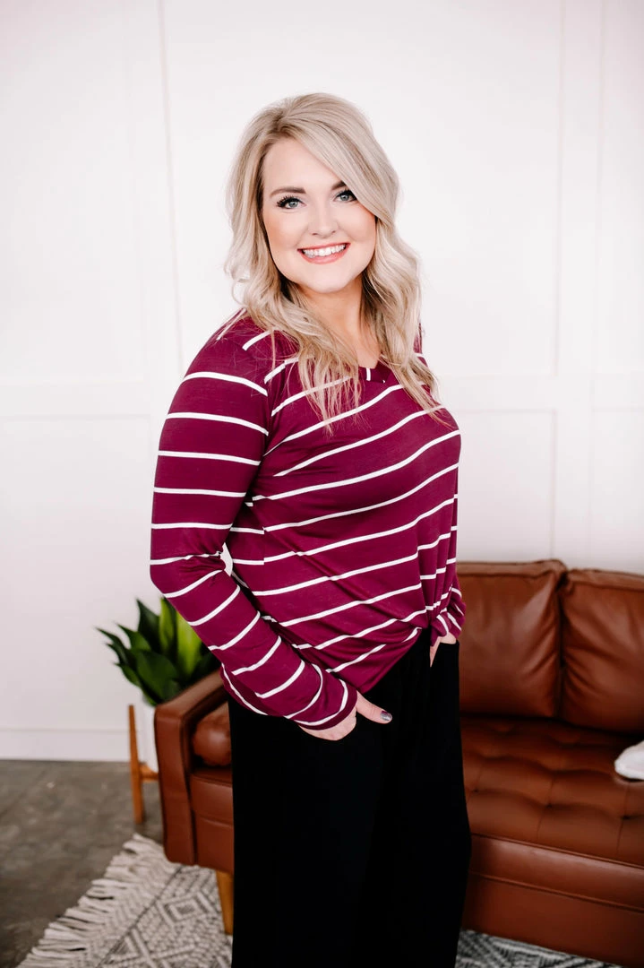 No Ship Drop Ship The Stripes Have It Long Sleeve Top In Magenta Apparel 2 No Ship Drop Ship The Stripes Have It Long Sleeve Top In Magenta Apparel