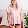 No Ship Drop Ship Pinkin Of You Tiered Babydoll Top In Heathered Pink
