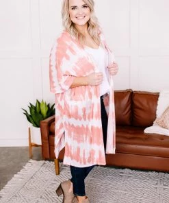 No Ship Drop Ship Skip A Beat Cardigan In Coral Ombre