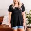 No Ship Drop Ship Apparel Bubble Up Short Sleeve Top In Black