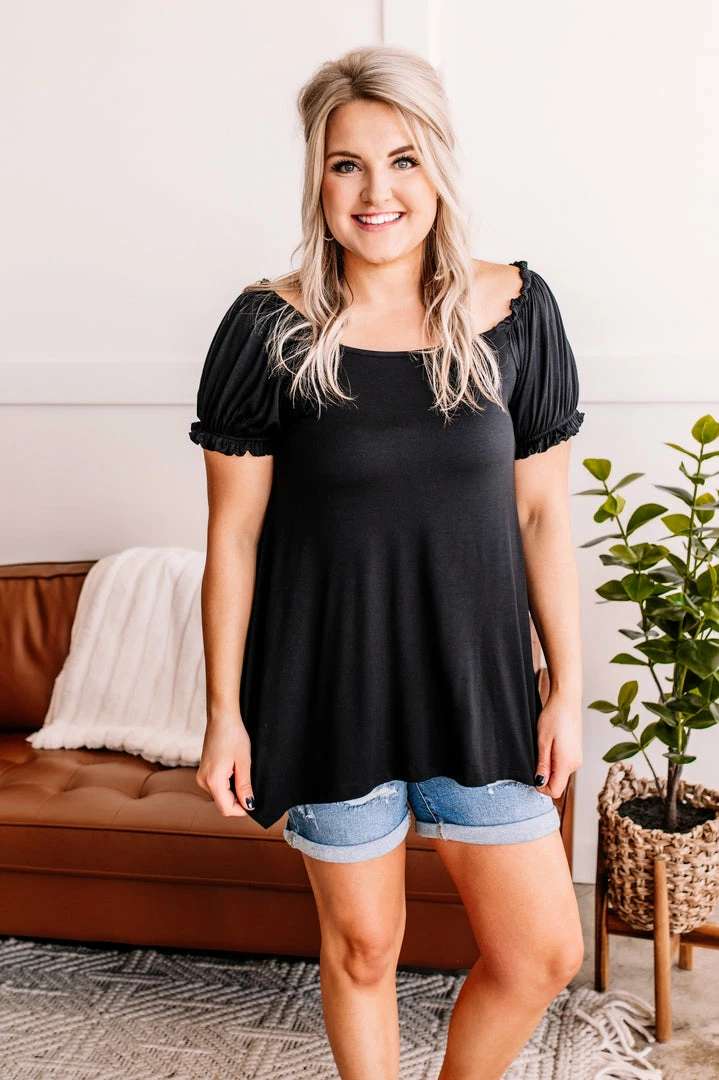No Ship Drop Ship Apparel Bubble Up Short Sleeve Top In Black 1 No Ship Drop Ship Apparel Bubble Up Short Sleeve Top In Black