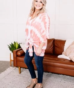 No Ship Drop Ship Skip A Beat Cardigan In Coral Ombre