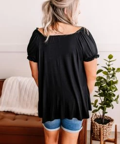 No Ship Drop Ship Apparel Bubble Up Short Sleeve Top In Black 14 No Ship Drop Ship Apparel Bubble Up Short Sleeve Top In Black