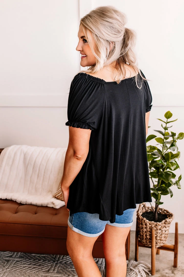 No Ship Drop Ship Apparel Bubble Up Short Sleeve Top In Black 5 No Ship Drop Ship Apparel Bubble Up Short Sleeve Top In Black