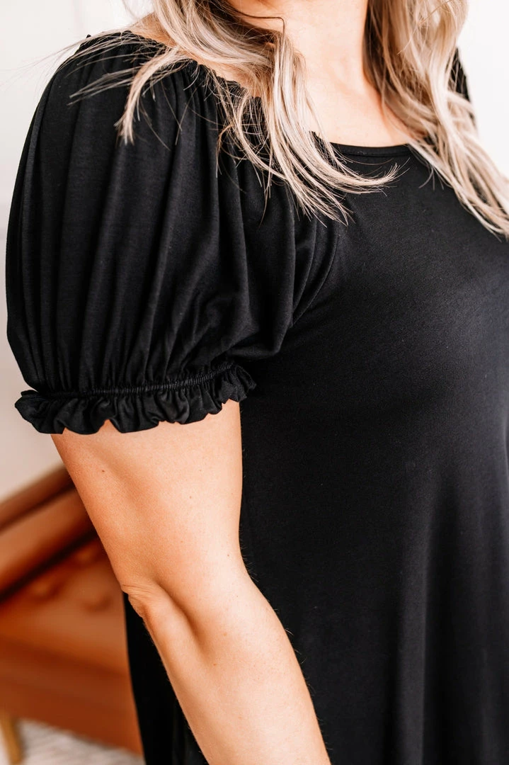 No Ship Drop Ship Apparel Bubble Up Short Sleeve Top In Black 2 No Ship Drop Ship Apparel Bubble Up Short Sleeve Top In Black