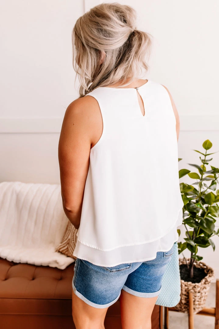 No Ship Drop Ship Apparel Trickle Down Effect Flowy Sleeveless Top In Cream 2 No Ship Drop Ship Apparel Trickle Down Effect Flowy Sleeveless Top In Cream