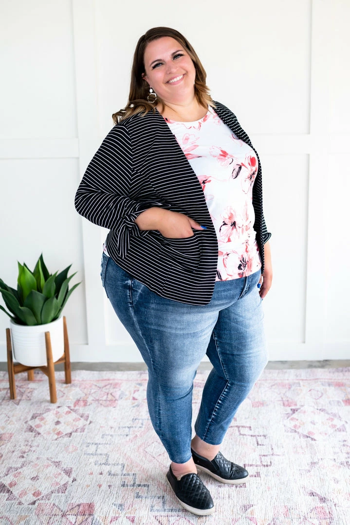 No Ship Drop Ship We're In Business Now Knit Blazer In Black & White 18 No Ship Drop Ship We're In Business Now Knit Blazer In Black & White