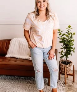 No Ship Drop Ship You Spin Me Round Spiral V Neck Tee In Orange Cream Apparel