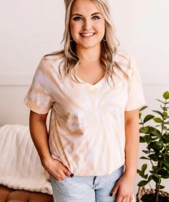 No Ship Drop Ship You Spin Me Round Spiral V Neck Tee In Orange Cream Apparel