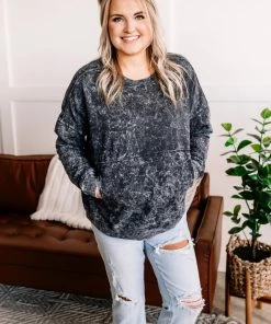 No Ship Drop Ship Apparel Before Time Pullover In Washed Charcoal