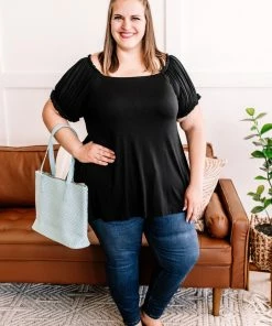 No Ship Drop Ship Apparel Bubble Up Short Sleeve Top In Black 10 No Ship Drop Ship Apparel Bubble Up Short Sleeve Top In Black