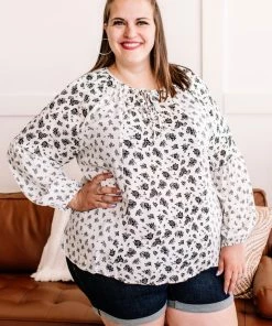 No Ship Drop Ship Mix It Up Ivory And Black Floral Top Apparel