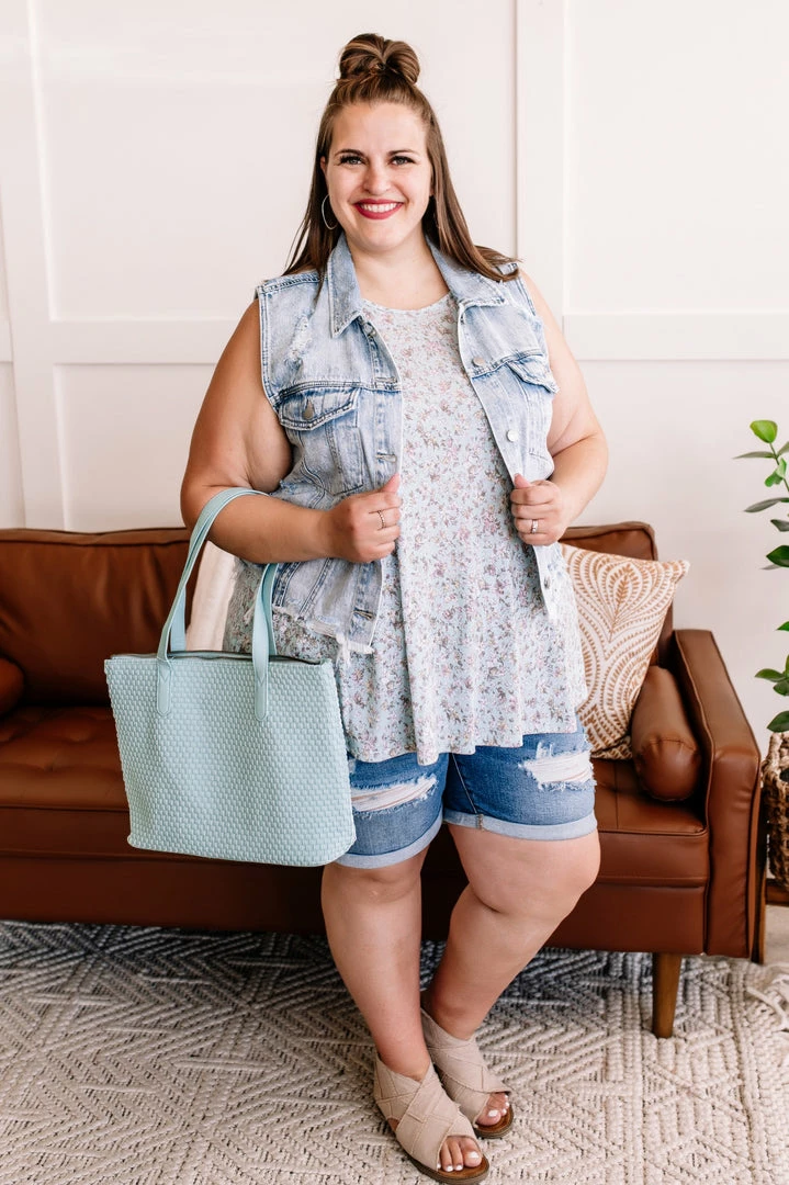 No Ship Drop Ship Short And Sweet Distressed Denim Vest By Risen 5 No Ship Drop Ship Short And Sweet Distressed Denim Vest By Risen