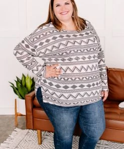 No Ship Drop Ship Apparel Out Of Print Aztec Top In Off White & Charcoal 13 No Ship Drop Ship Apparel Out Of Print Aztec Top In Off White & Charcoal