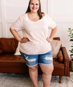 No Ship Drop Ship You Spin Me Round Spiral V Neck Tee In Orange Cream Apparel