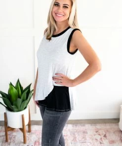 No Ship Drop Ship Apparel You've Got Me Sleeveless Top In Black & Gray