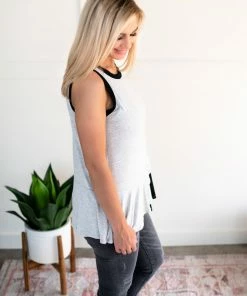 No Ship Drop Ship Apparel You've Got Me Sleeveless Top In Black & Gray