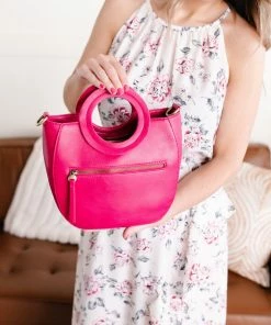 No Ship Drop Ship Apparel Joy Susan Coco Circle Handle Bag In Electric Magenta