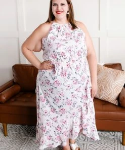 No Ship Drop Ship Making A Stand Asymmetrical Ruffle Dress In Soft Florals Apparel