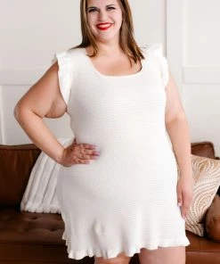 No Ship Drop Ship It's A Whole Vibe Knit Dress In Lovely Ivory