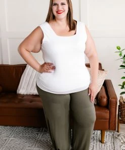 No Ship Drop Ship Split The Difference Side Tie Pants In Olive Apparel