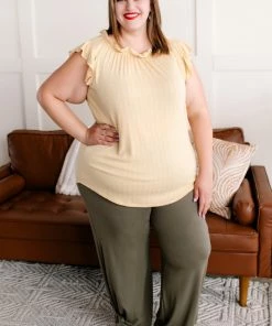 No Ship Drop Ship Good As Gold Ruffle Collar Top