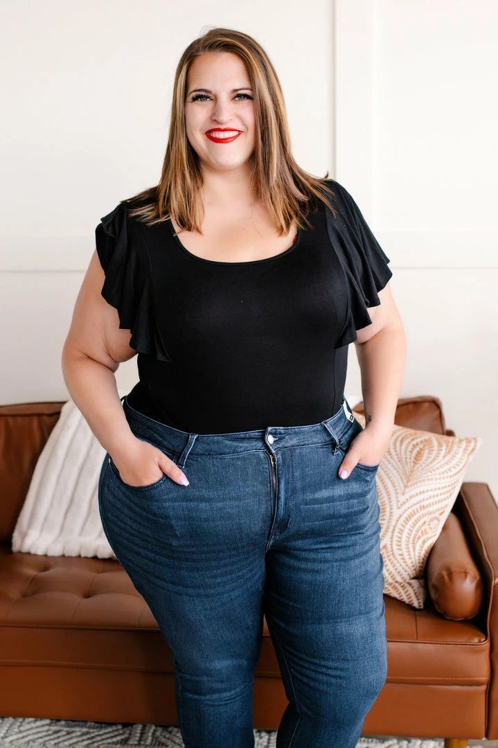 No Ship Drop Ship Apparel Flirting With You Flutter Sleeve Bodysuit In Classic Black 8 No Ship Drop Ship Apparel Flirting With You Flutter Sleeve Bodysuit In Classic Black