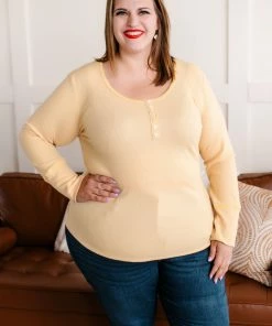 No Ship Drop Ship Spreading Joy Henley Top In Butter 8 No Ship Drop Ship Spreading Joy Henley Top In Butter