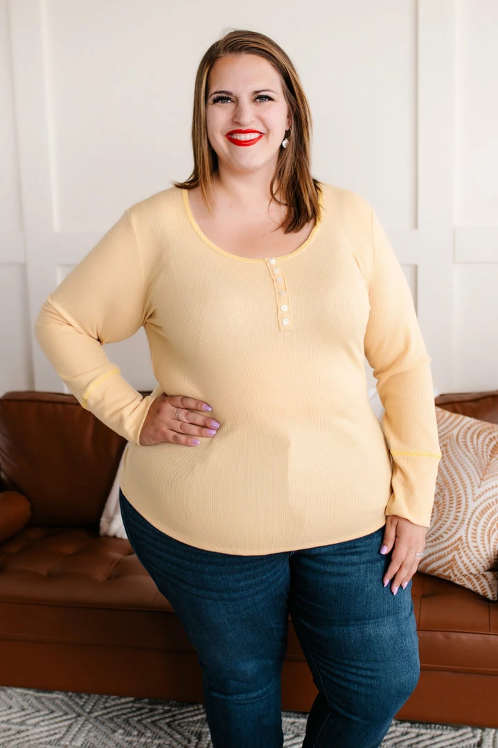 No Ship Drop Ship Spreading Joy Henley Top In Butter 3 No Ship Drop Ship Spreading Joy Henley Top In Butter