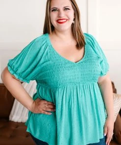 No Ship Drop Ship Jaded Point Of View Swiss Dot Blouse In Jade 9 No Ship Drop Ship Jaded Point Of View Swiss Dot Blouse In Jade