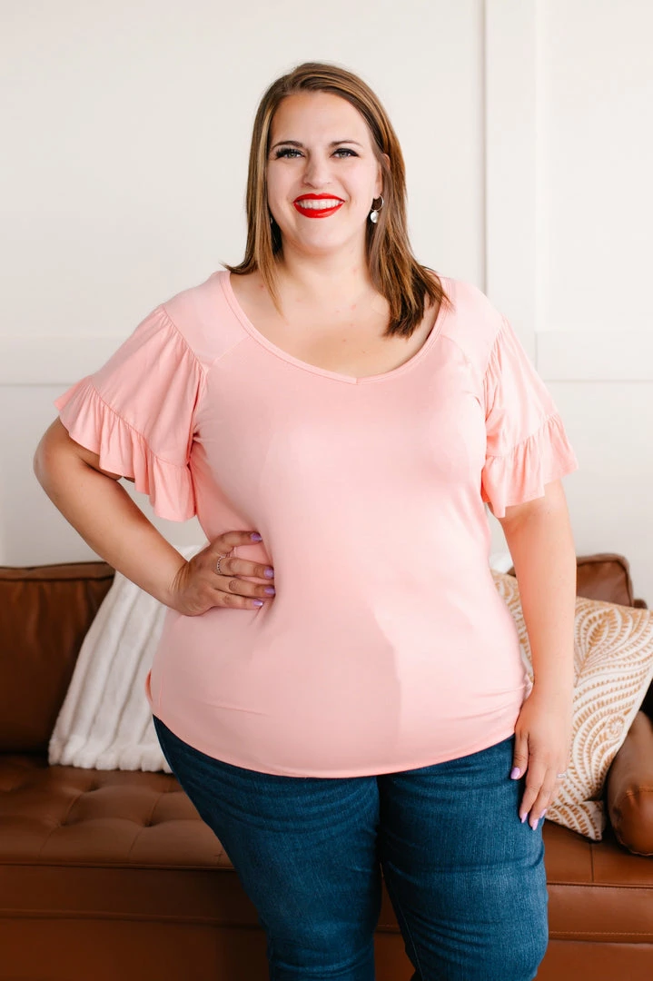 No Ship Drop Ship Apparel Dry Your Tiers Ruffle Sleeve Top In Pink 1 No Ship Drop Ship Apparel Dry Your Tiers Ruffle Sleeve Top In Pink