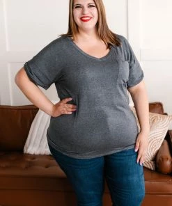 No Ship Drop Ship Pocketful Of Basics Tee In Charcoal Apparel