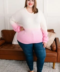 No Ship Drop Ship Apparel Shake It Up Ombre Sweater In Ivory & Pink 12 No Ship Drop Ship Apparel Shake It Up Ombre Sweater In Ivory & Pink