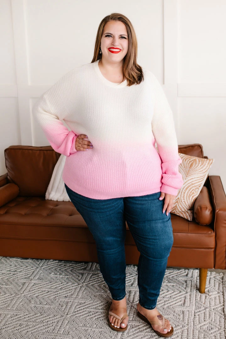 No Ship Drop Ship Apparel Shake It Up Ombre Sweater In Ivory & Pink 6 No Ship Drop Ship Apparel Shake It Up Ombre Sweater In Ivory & Pink