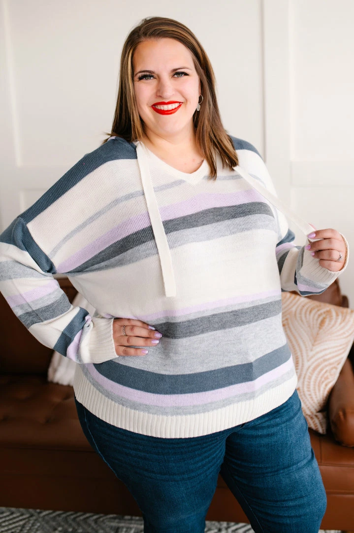 No Ship Drop Ship Apparel Through The Hourglass Hooded Knit Sweater In Lavender 6 No Ship Drop Ship Apparel Through The Hourglass Hooded Knit Sweater In Lavender