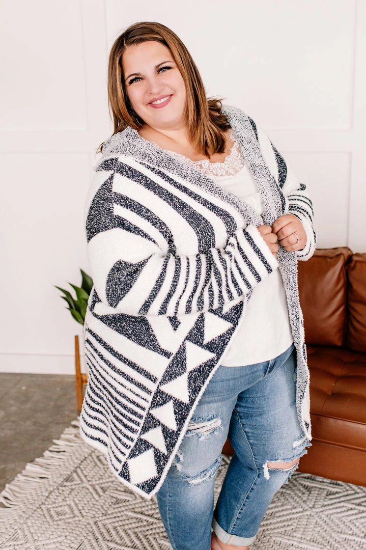 No Ship Drop Ship Half Way To Alright Navy & Cream Aztec Cardigan (GHG-S) 1 No Ship Drop Ship Half Way To Alright Navy & Cream Aztec Cardigan (GHG-S)