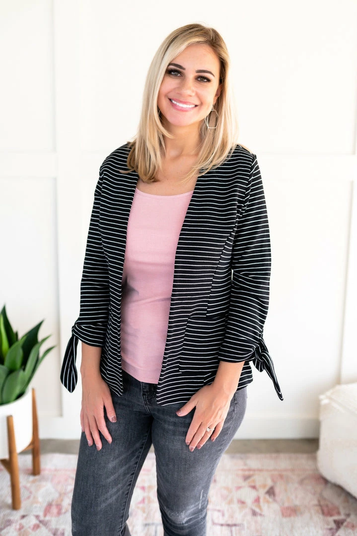 No Ship Drop Ship We're In Business Now Knit Blazer In Black & White 2 No Ship Drop Ship We're In Business Now Knit Blazer In Black & White