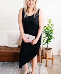 No Ship Drop Ship Ruched On Me, Asymmetrical Dress In Midnight Black Apparel 11 No Ship Drop Ship Ruched On Me, Asymmetrical Dress In Midnight Black Apparel