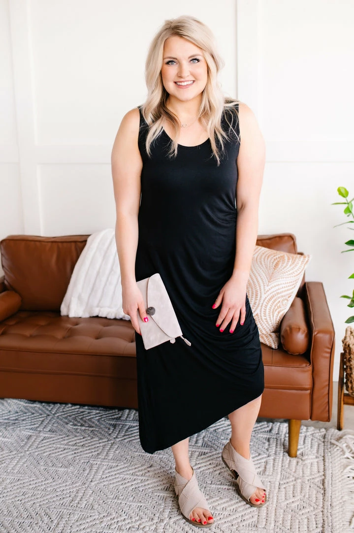 No Ship Drop Ship Ruched On Me, Asymmetrical Dress In Midnight Black Apparel 6 No Ship Drop Ship Ruched On Me, Asymmetrical Dress In Midnight Black Apparel