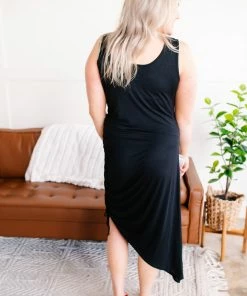 No Ship Drop Ship Ruched On Me, Asymmetrical Dress In Midnight Black Apparel 15 No Ship Drop Ship Ruched On Me, Asymmetrical Dress In Midnight Black Apparel