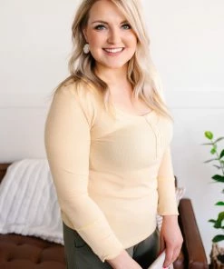 No Ship Drop Ship Spreading Joy Henley Top In Butter 9 No Ship Drop Ship Spreading Joy Henley Top In Butter