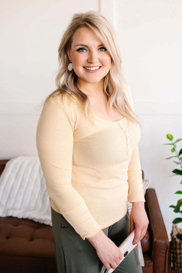 No Ship Drop Ship Spreading Joy Henley Top In Butter 4 No Ship Drop Ship Spreading Joy Henley Top In Butter