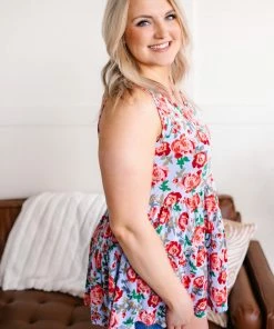 No Ship Drop Ship Happily, Ever After Tiered Sleeveless Babydoll Top In Country Florals 14 No Ship Drop Ship Happily, Ever After Tiered Sleeveless Babydoll Top In Country Florals