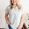 No Ship Drop Ship Apparel Light As Air Button Down Top In Washed Sage