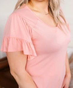 No Ship Drop Ship Apparel Dry Your Tiers Ruffle Sleeve Top In Pink 11 No Ship Drop Ship Apparel Dry Your Tiers Ruffle Sleeve Top In Pink