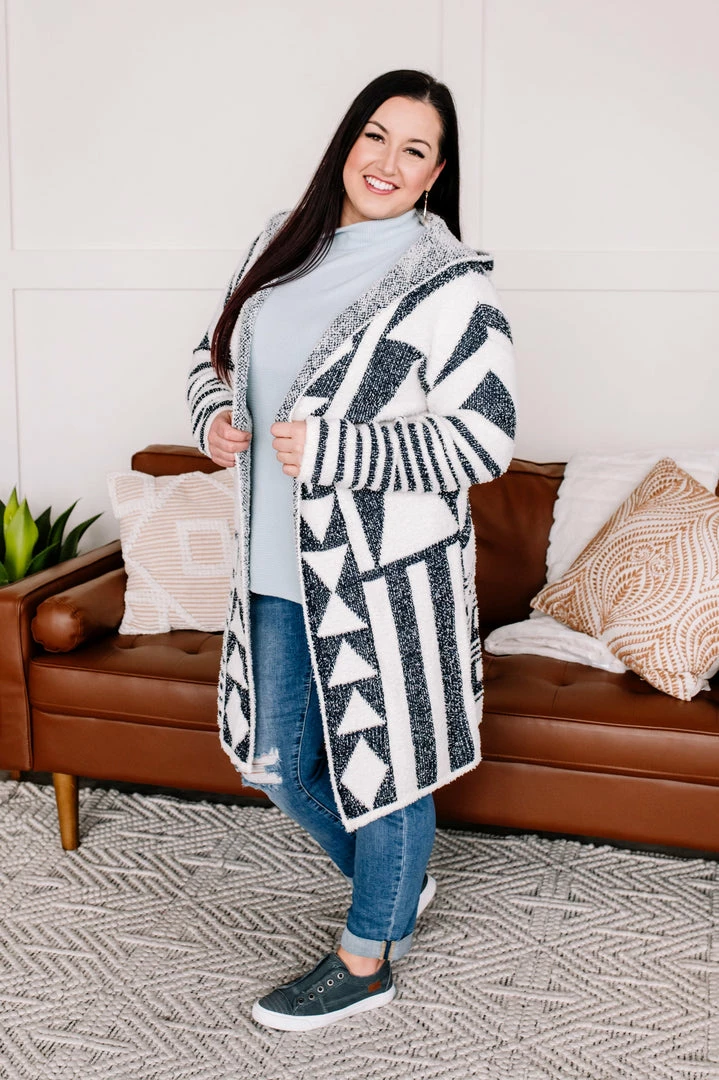 No Ship Drop Ship Half Way To Alright Navy & Cream Aztec Cardigan (GHG-S) 2 No Ship Drop Ship Half Way To Alright Navy & Cream Aztec Cardigan (GHG-S)