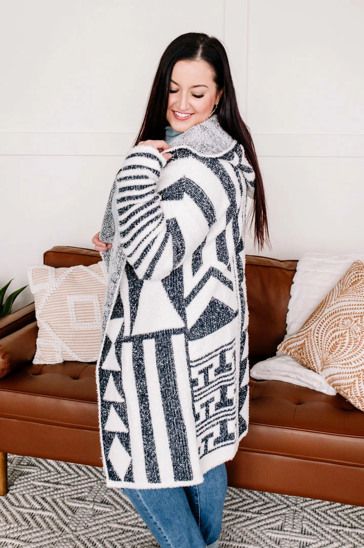 No Ship Drop Ship Half Way To Alright Navy & Cream Aztec Cardigan Apparel 6 No Ship Drop Ship Half Way To Alright Navy & Cream Aztec Cardigan Apparel