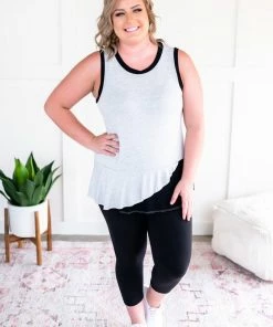 No Ship Drop Ship Apparel You've Got Me Sleeveless Top In Black & Gray