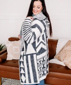 No Ship Drop Ship Half Way To Alright Navy & Cream Aztec Cardigan (GHG-S) 19 No Ship Drop Ship Half Way To Alright Navy & Cream Aztec Cardigan (GHG-S)